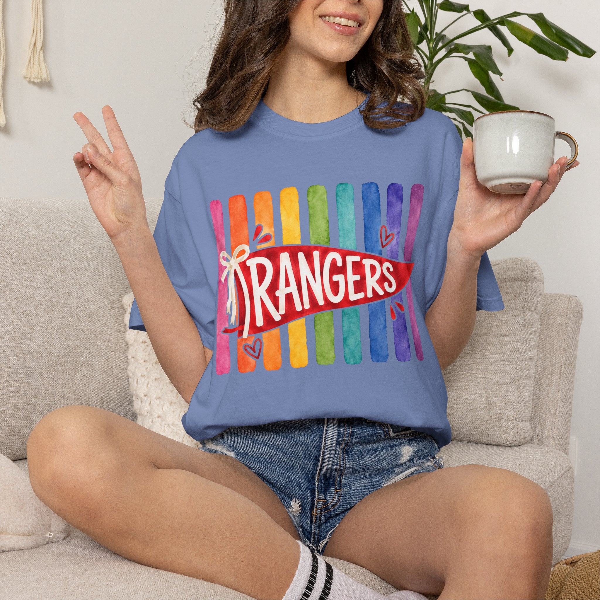 Rangers Rainbow Pennant T-Shirt — Pride School Spirit Tee