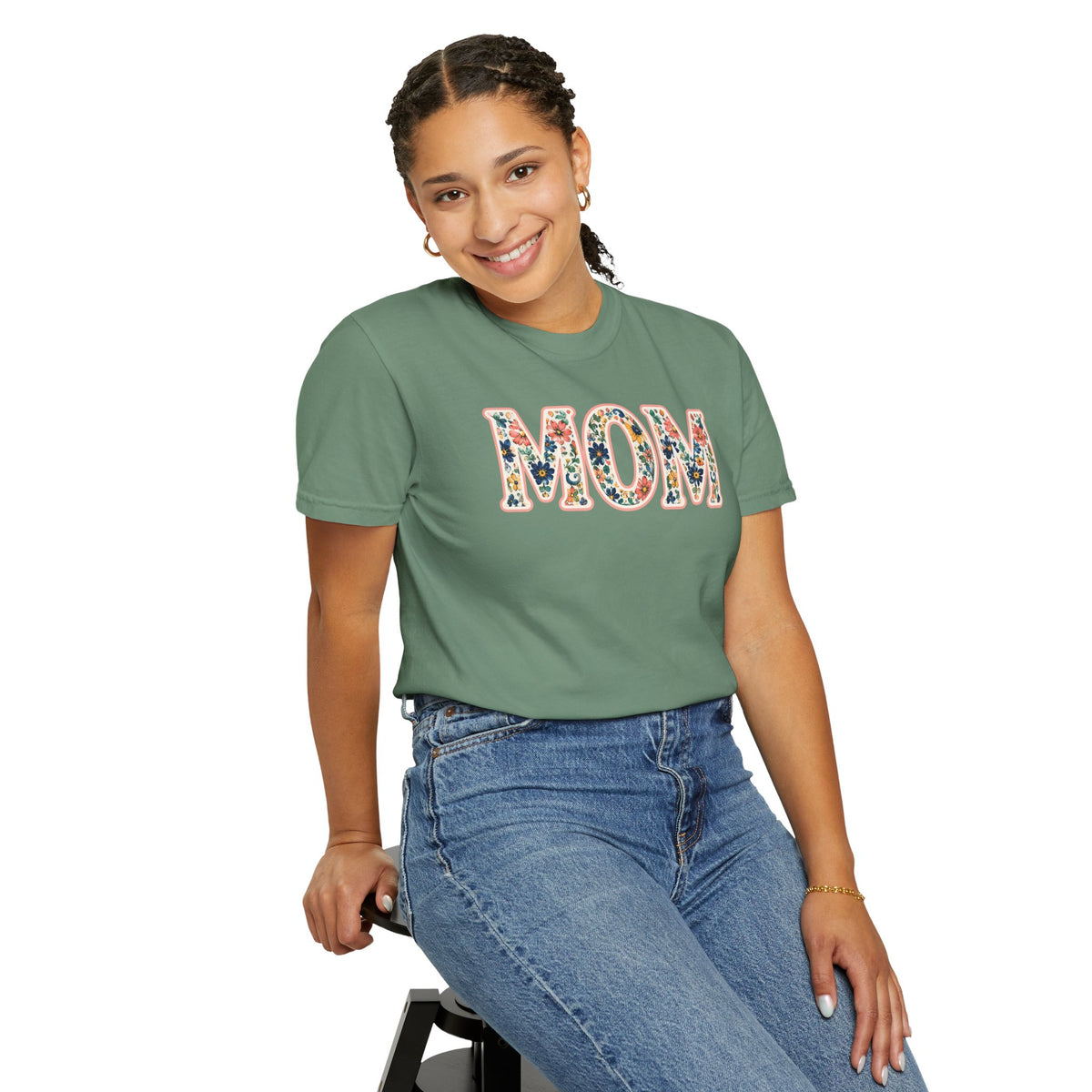 Mom Floral T-Shirt — Vintage Garment-Dyed Mother's Day Tee