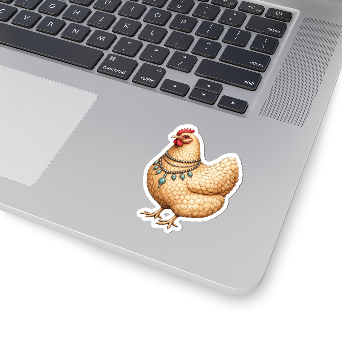 Turquoise Hen Kiss-Cut Sticker — Decorative Chicken Sticker for Laptops, Water Bottles & Journals