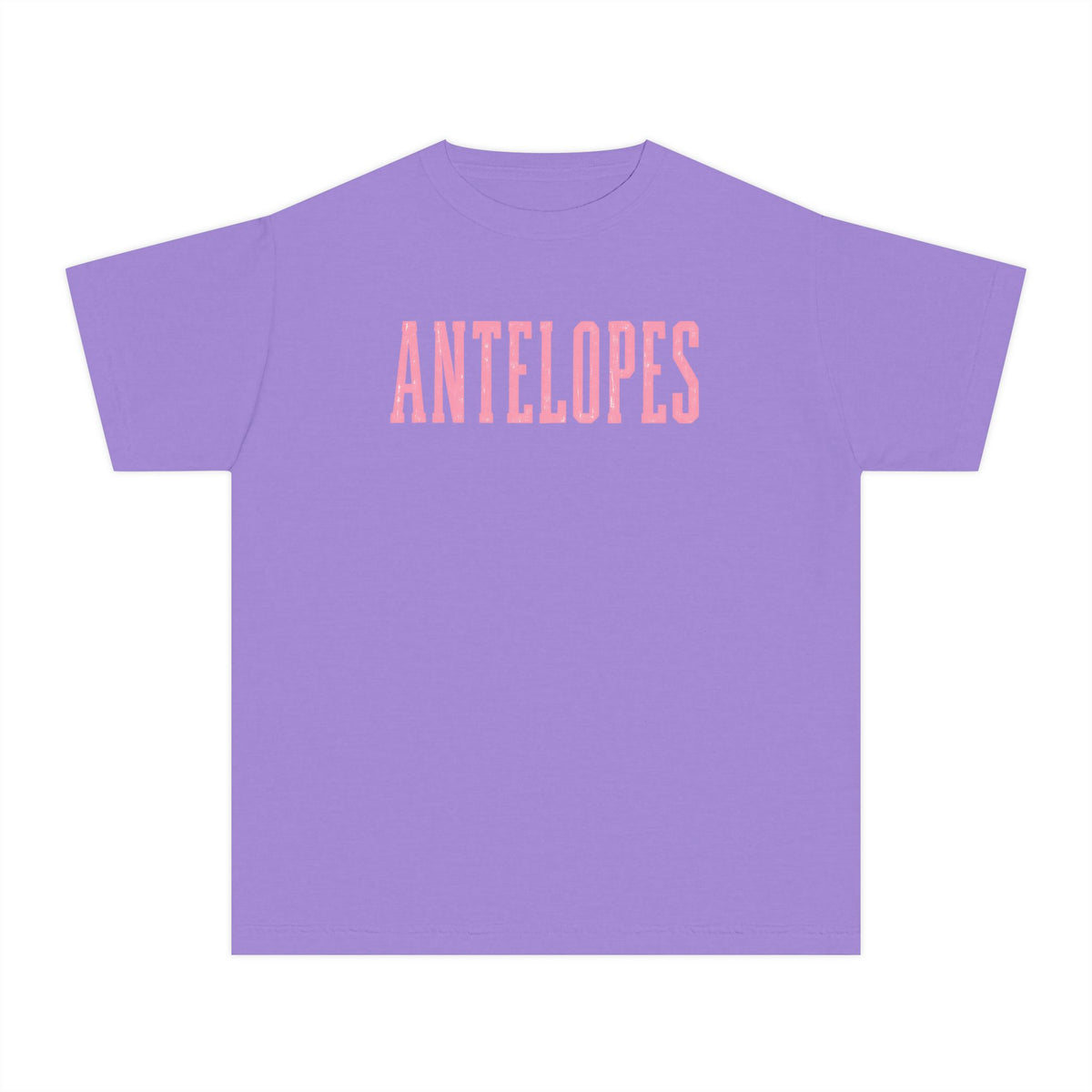 Youth Tee – 'Antelopes' Pink Lettering Charcoal Kids Shirt