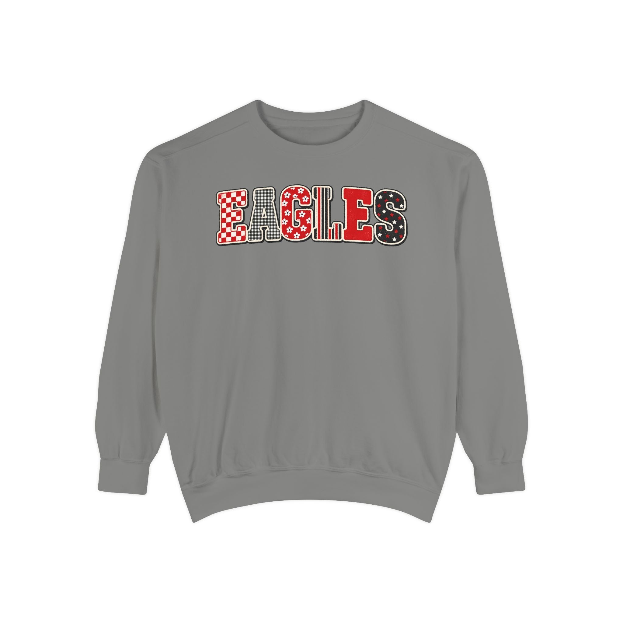 Eagles Graphic Sweatshirt - Red & Black Patterned Team Crewneck