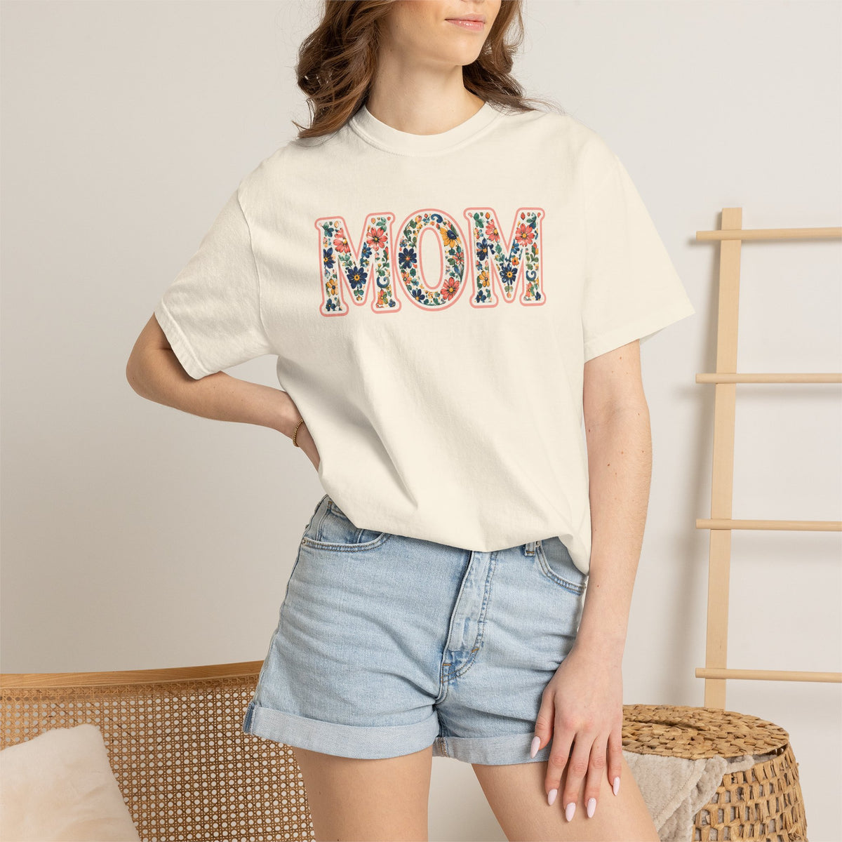 Mom Floral T-Shirt — Vintage Garment-Dyed Mother's Day Tee