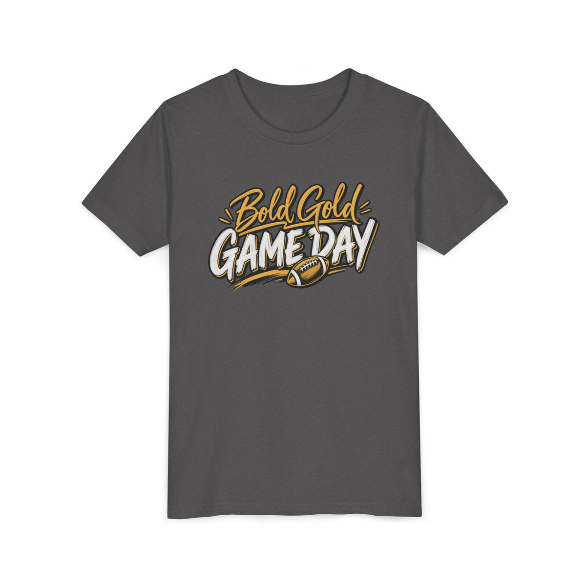 Youth Tee - "Bold Gold Gameday" Football Graphic