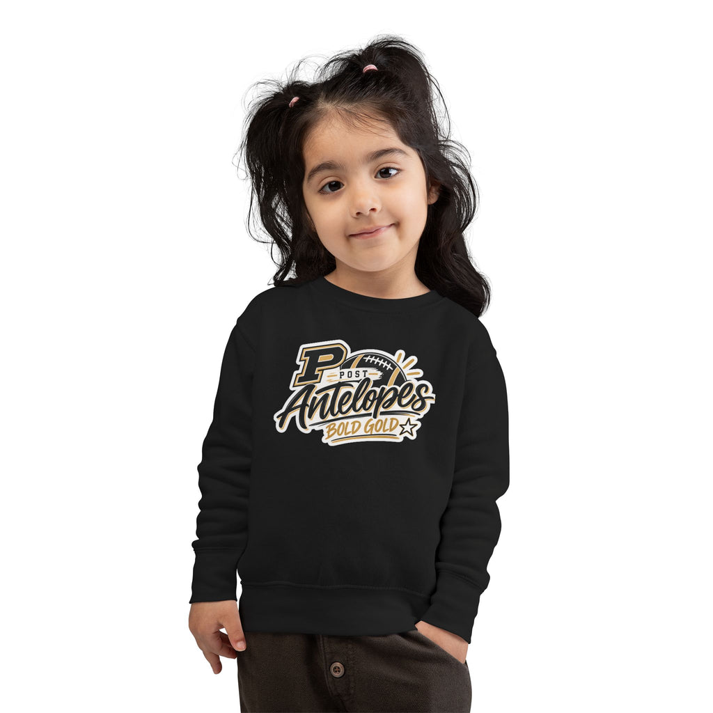 Toddler Sweatshirt — Post Antelopes Bold Gold Football Logo Kids Crewneck