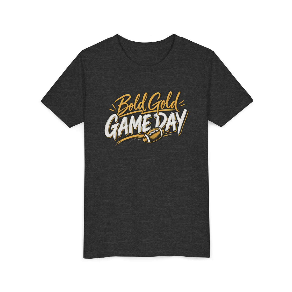 Youth Tee - "Bold Gold Gameday" Football Graphic