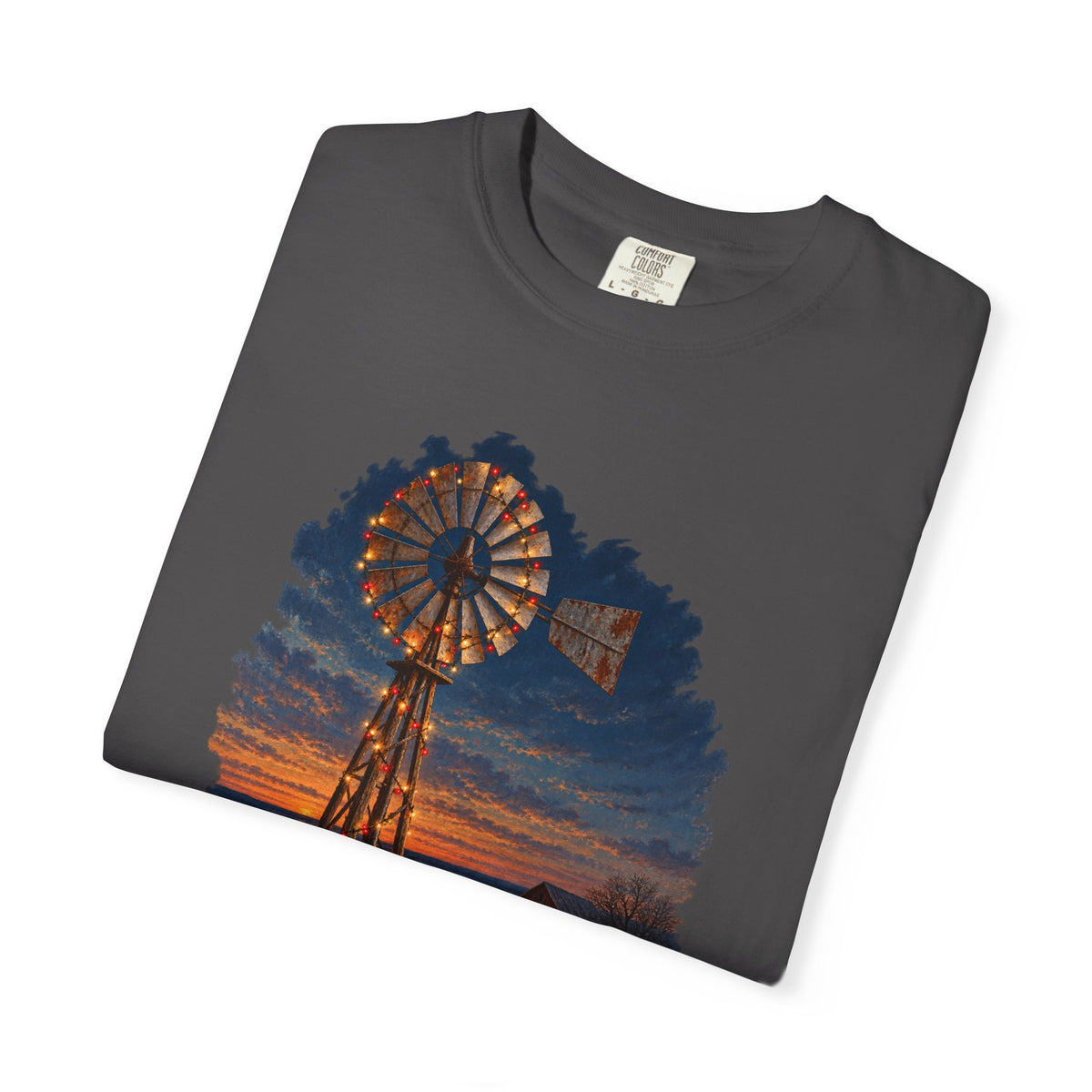 Vintage Windmill Christmas Sunset T-Shirt