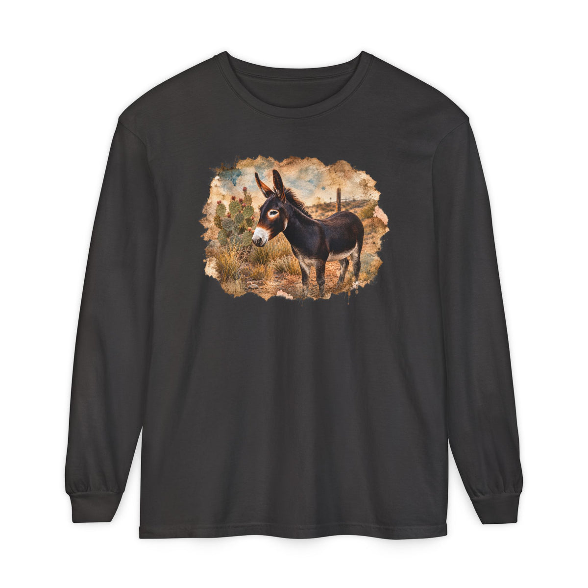 Donkey in Desert Scene Long Sleeve Tee