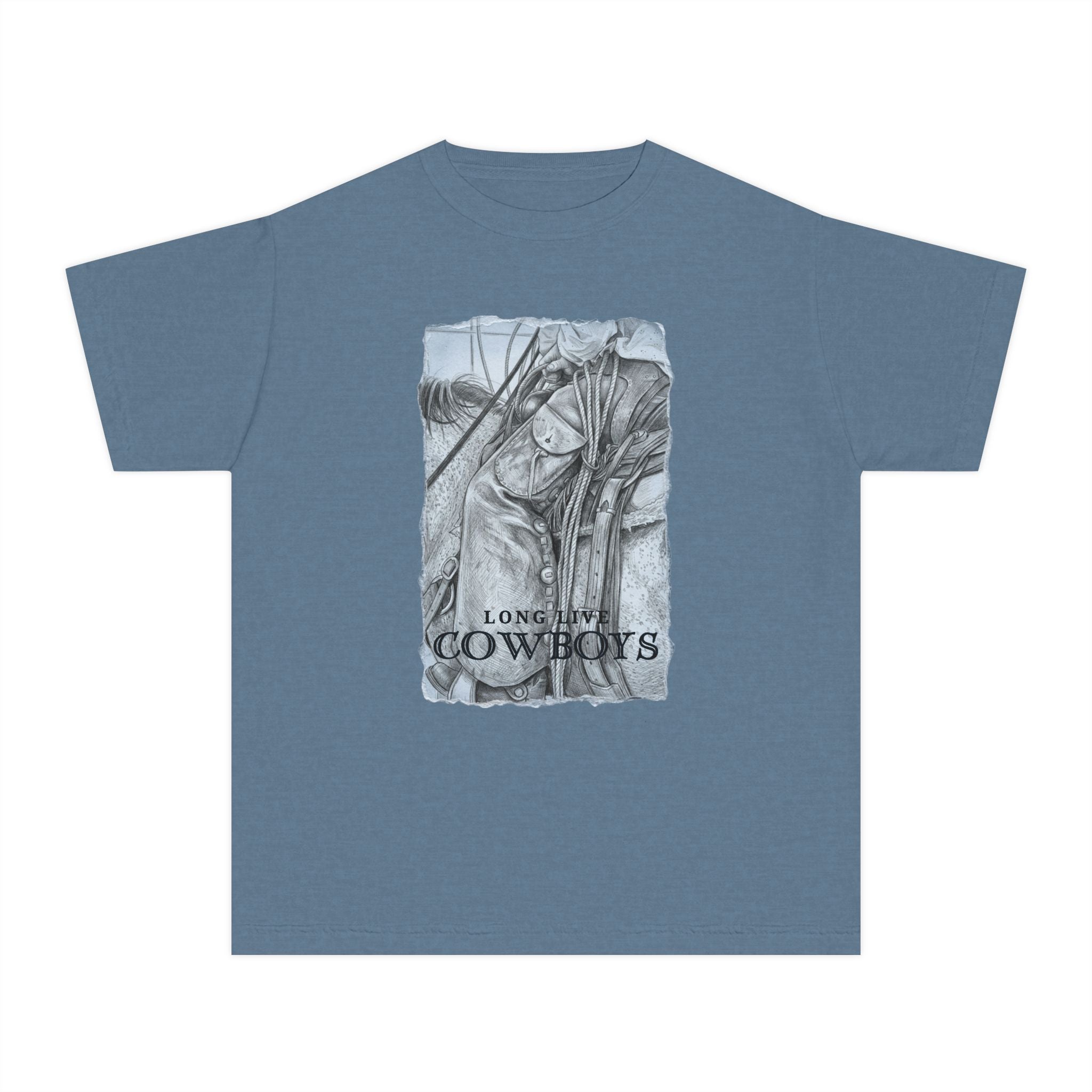 Youth Tee — 'Long Live Cowboys' Western Horse Graphic
