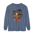 Halloween Witch Cow Long Sleeve Tee — Witchy Cow with Bats & Autumn Florals