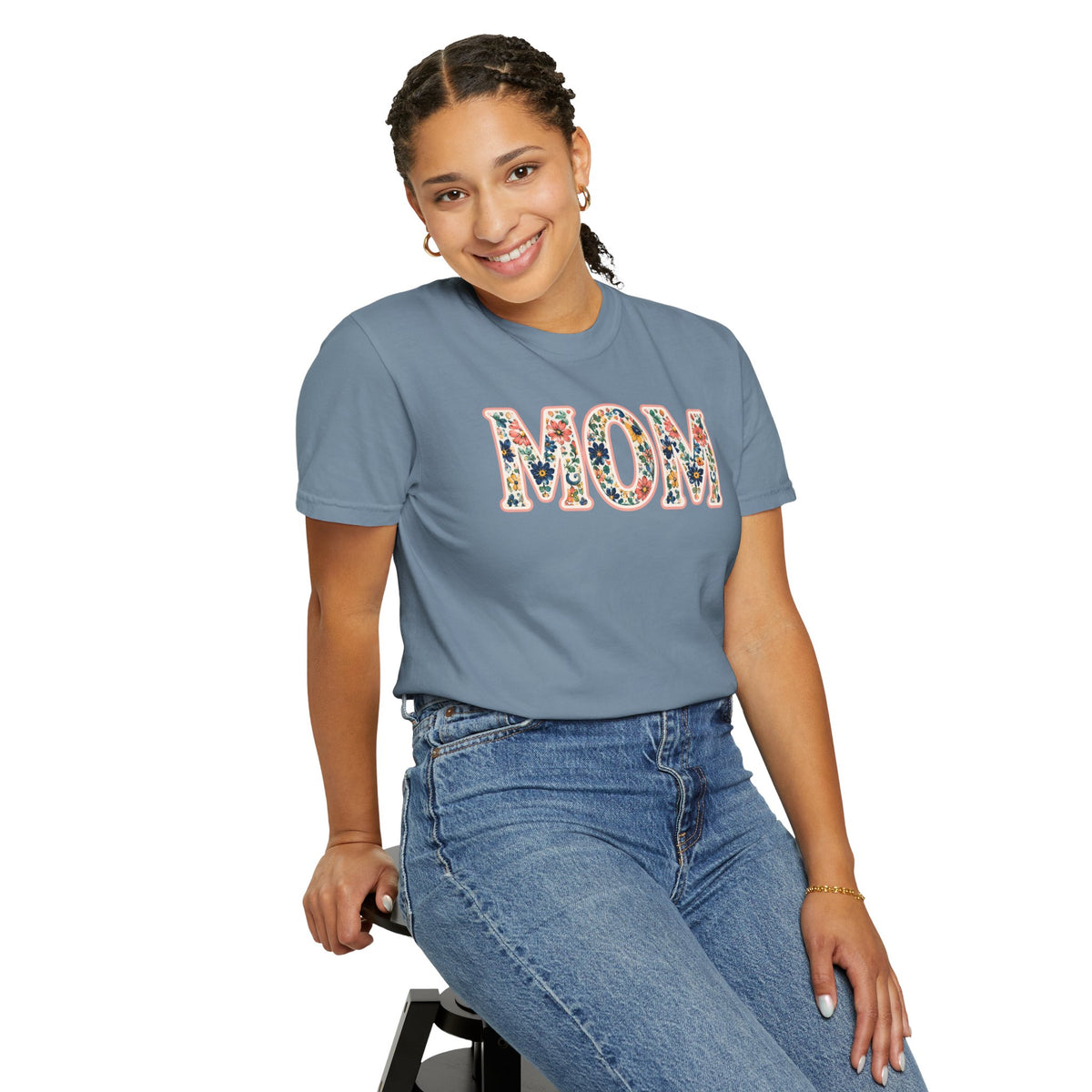 Mom Floral T-Shirt — Vintage Garment-Dyed Mother's Day Tee