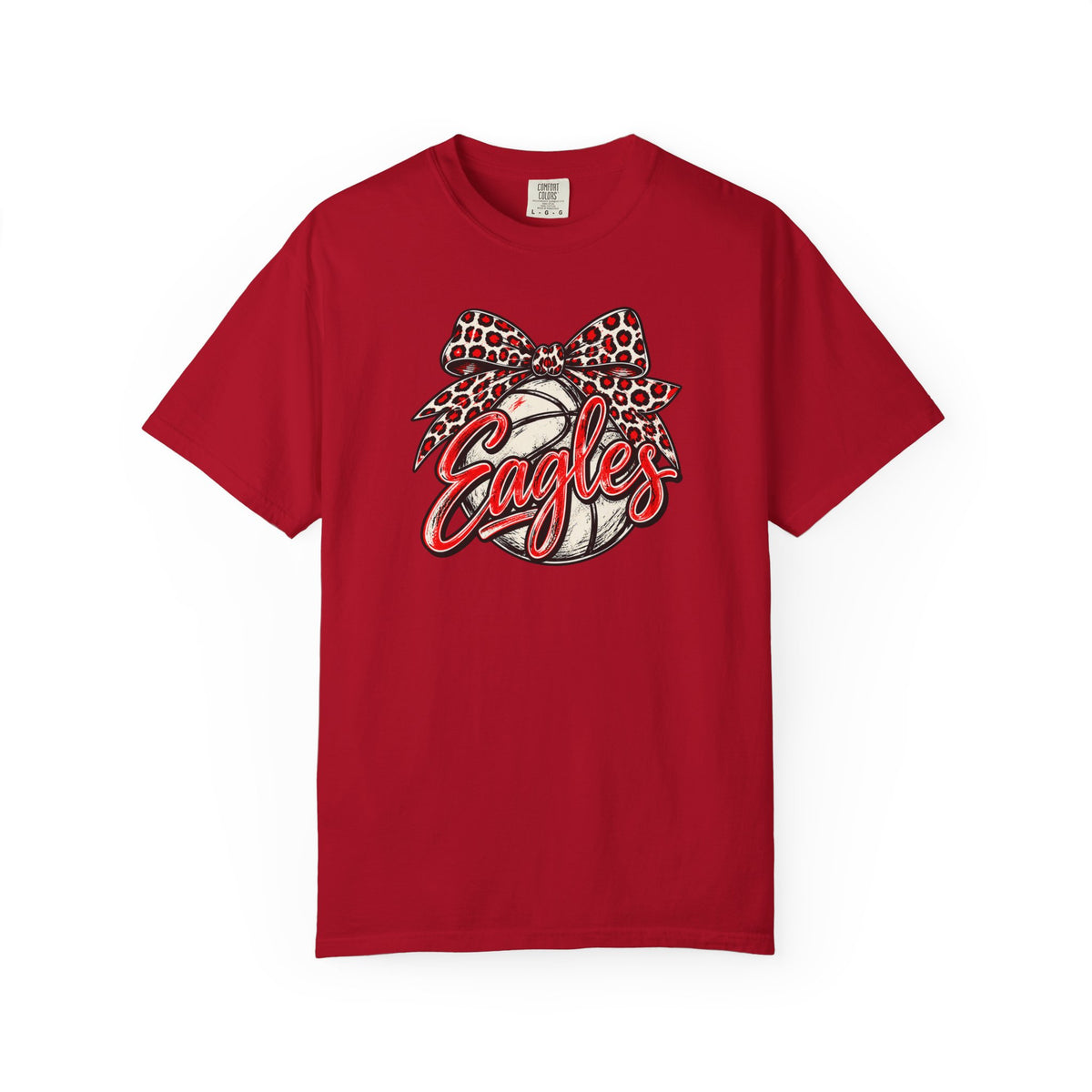 Eagles Volleyball T-Shirt with Leopard Bow Graphic