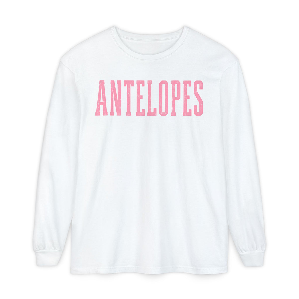 Antelopes Long Sleeve T‑Shirt — Vintage Collegiate Pink Logo