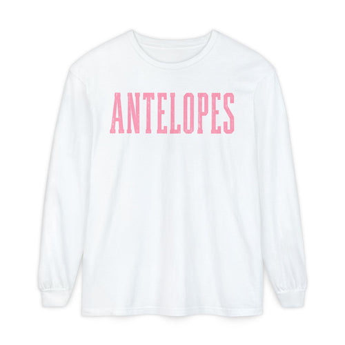Antelopes Long Sleeve T‑Shirt — Vintage Collegiate Pink Logo
