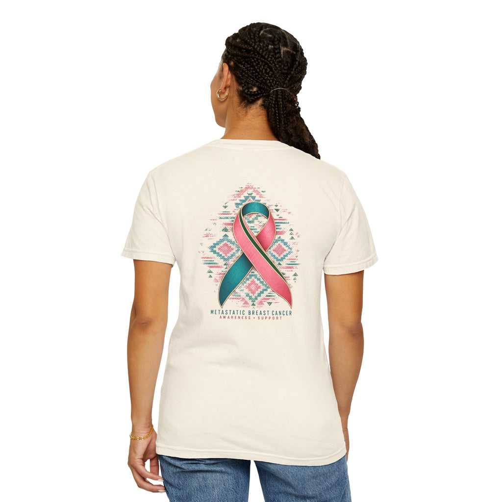 Metastatic Cancer Awareness Ribbon T‑Shirt — Garment‑Dyed Support Tee