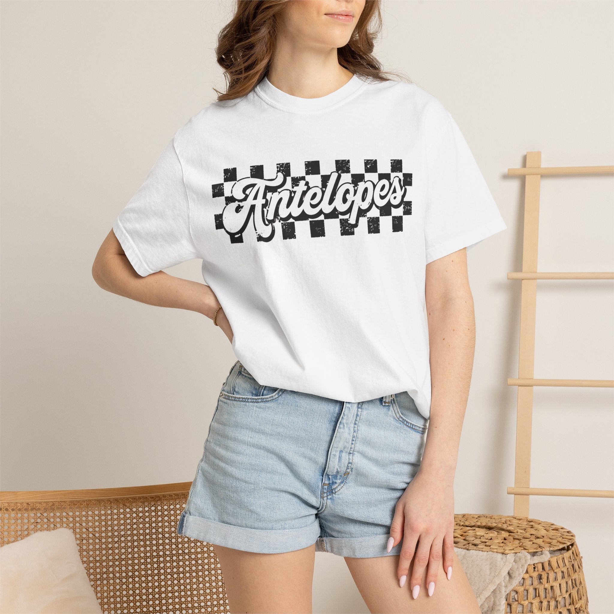 Antelopes Checkerboard Graphic T-Shirt