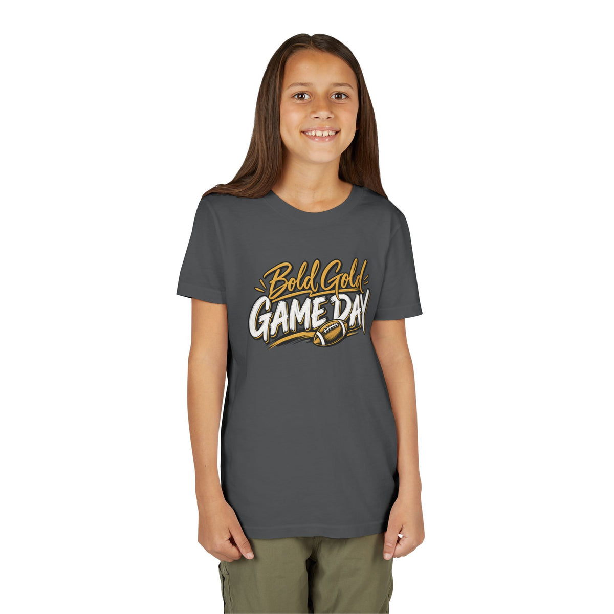 Youth Tee - "Bold Gold Gameday" Football Graphic