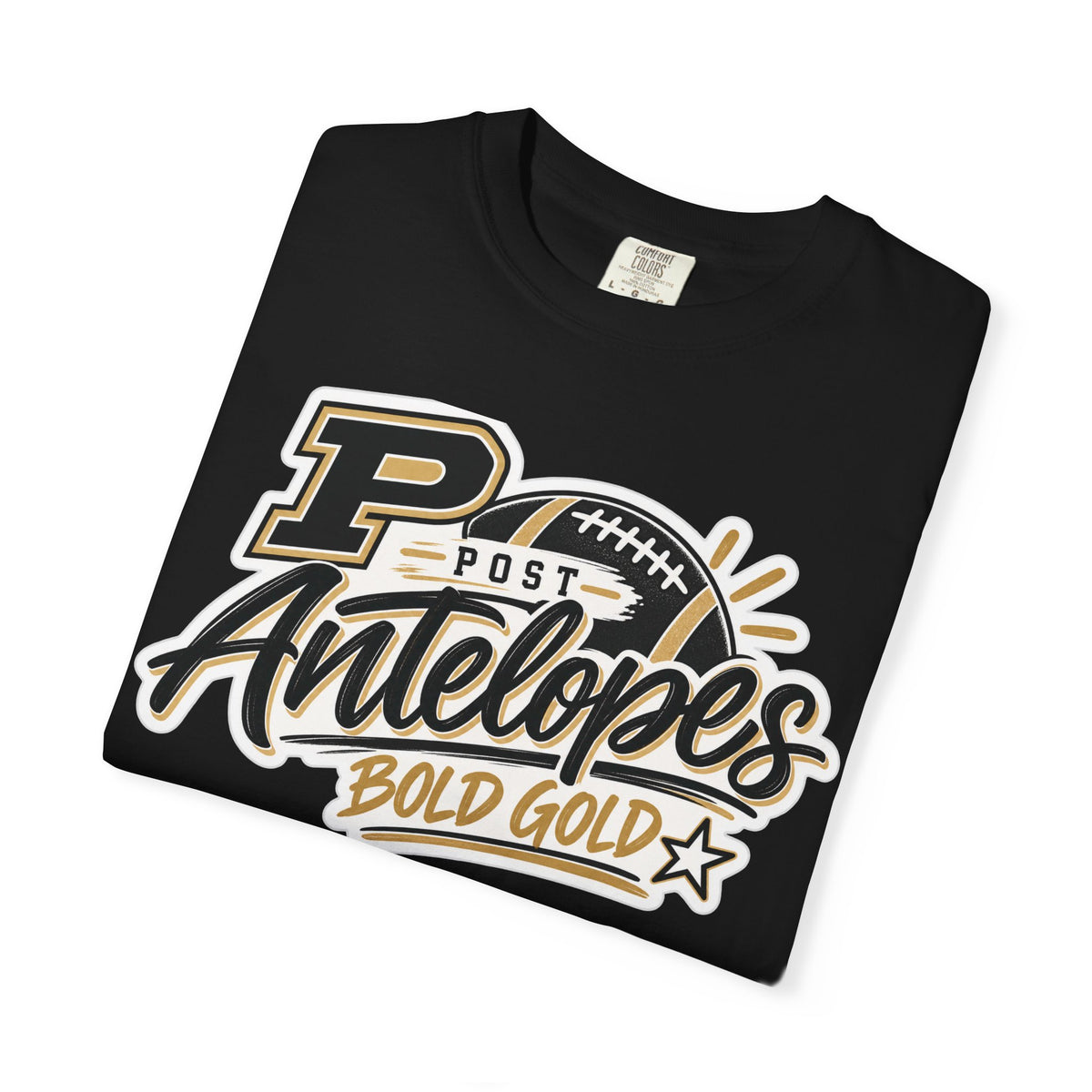 Post Antelopes Bold Gold Football T-Shirt