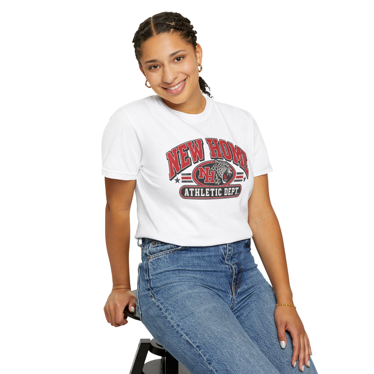 New Home Athletic Dept. T-Shirt — Vintage College Graphic Tee
