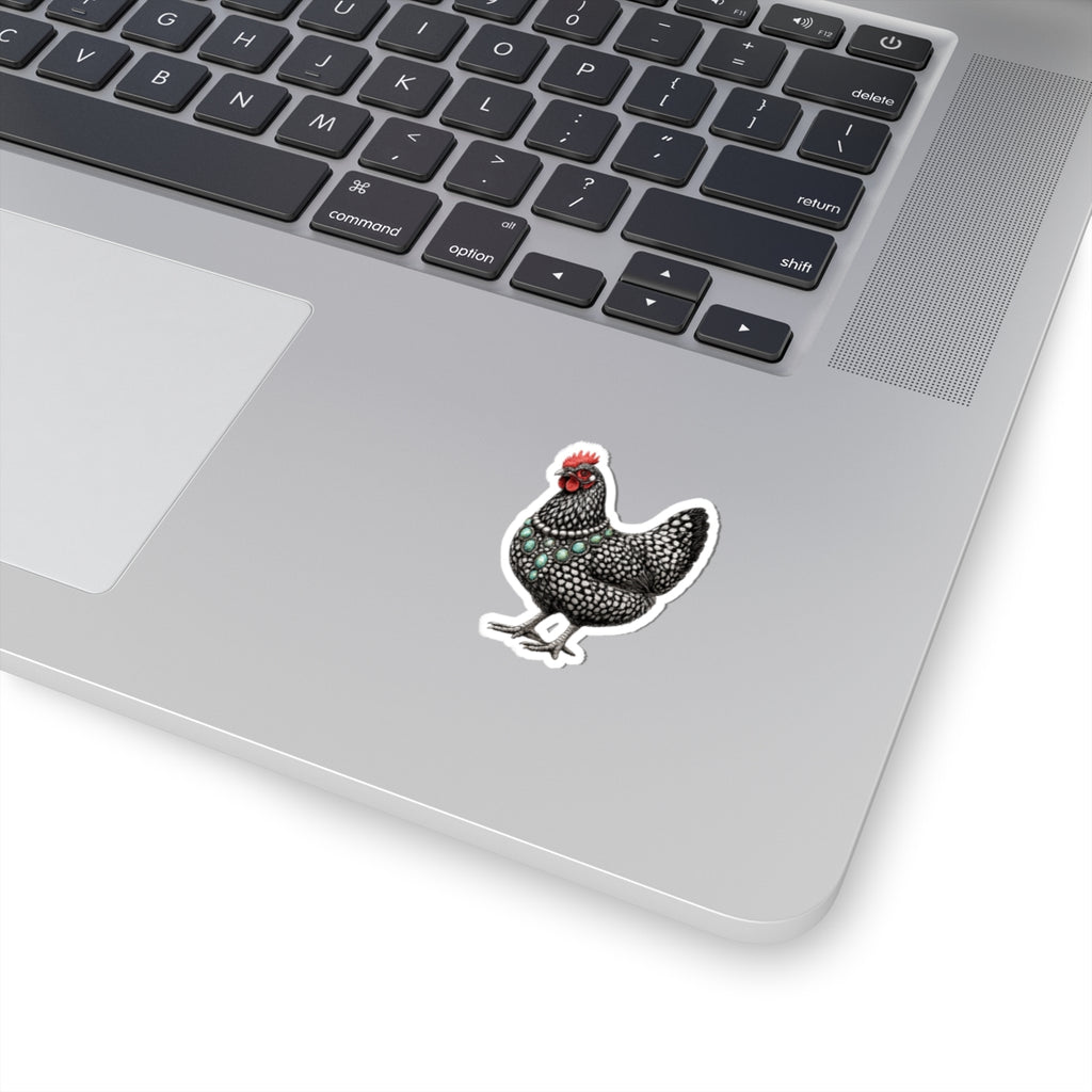 Decorative Hen Sticker — Black Speckled Chicken Kiss-Cut Vinyl Decal