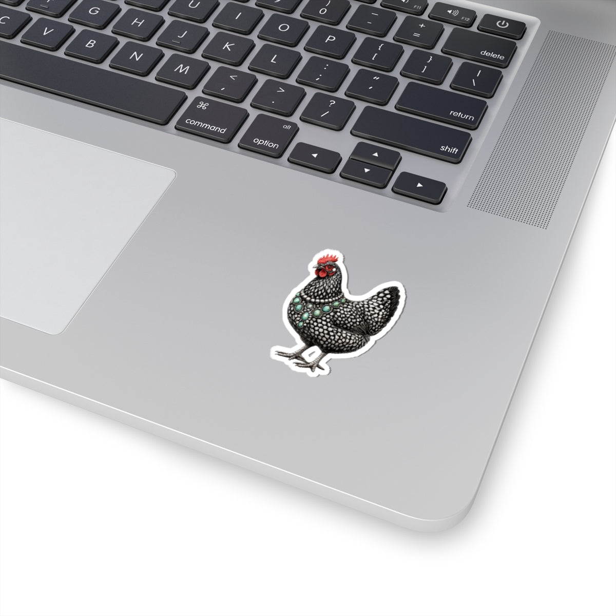Decorative Hen Sticker — Black Speckled Chicken Kiss-Cut Vinyl Decal