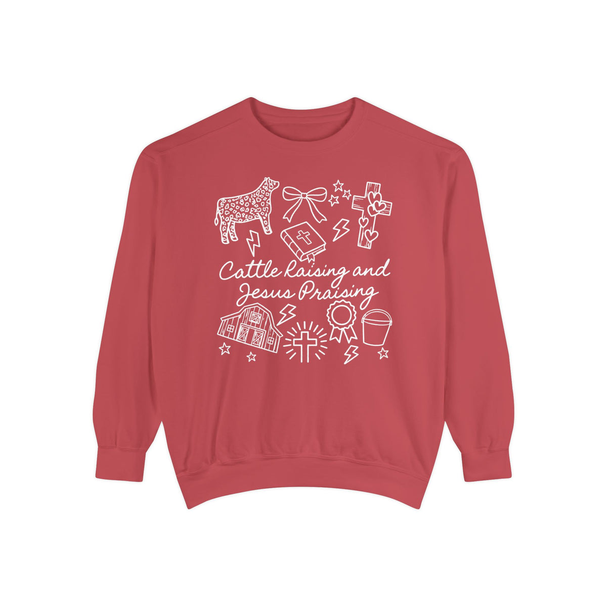 Cattle Raising & Jesus Praising Sweatshirt — Stockshow Mom Christian Crewneck