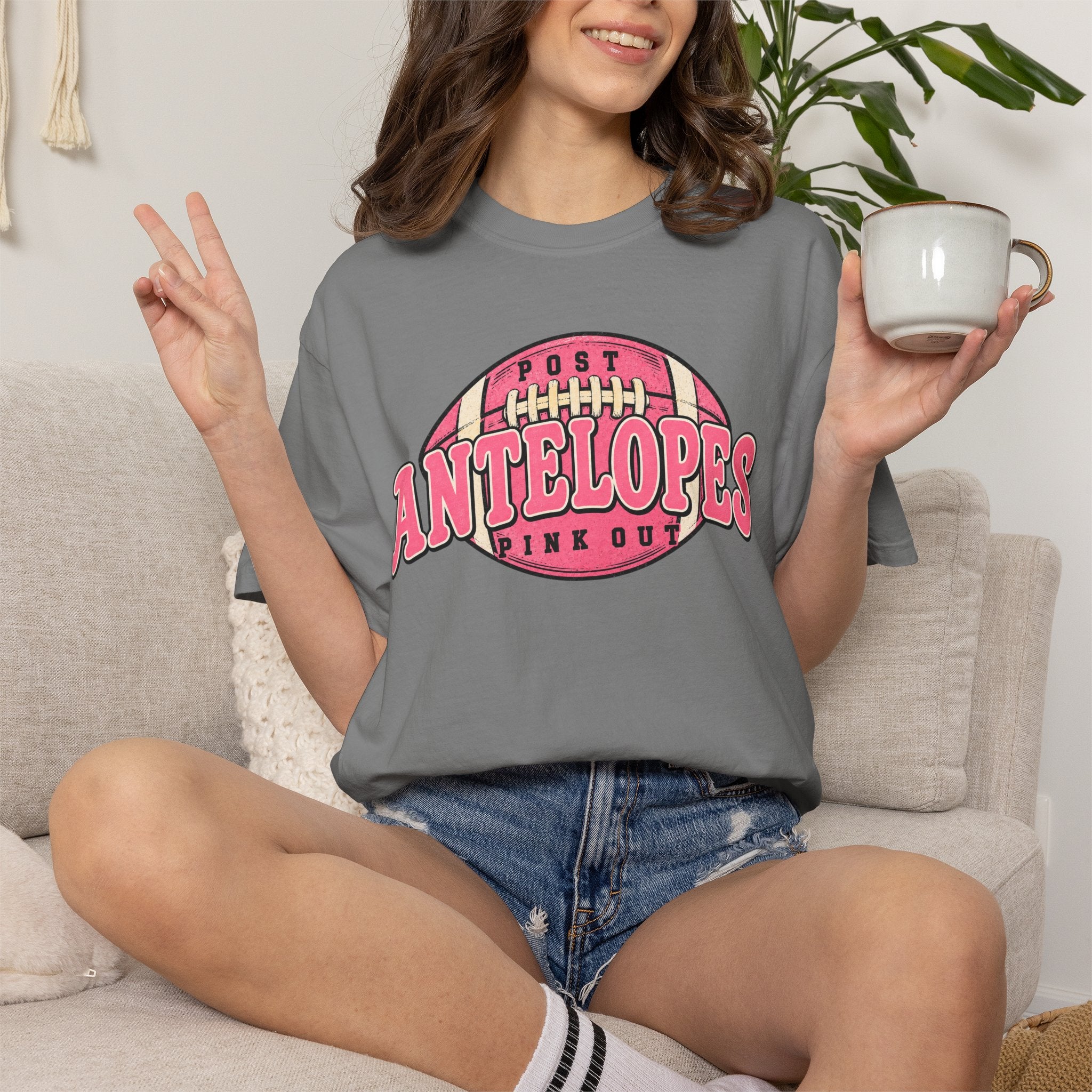 Antelopes Pink Out Football T-Shirt — Vintage Team Game Day Tee