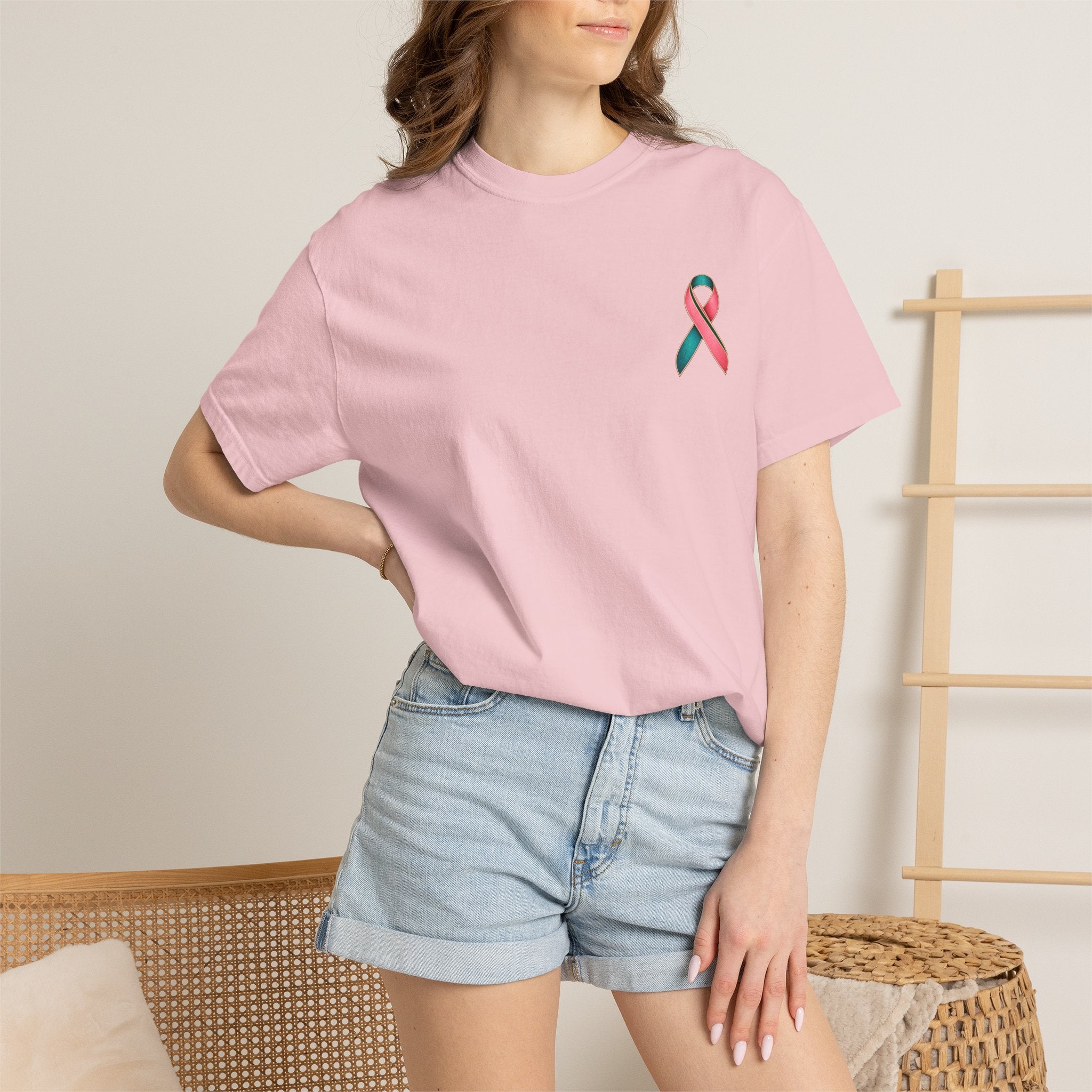 Metastatic Cancer Awareness Ribbon T‑Shirt — Garment‑Dyed Support Tee