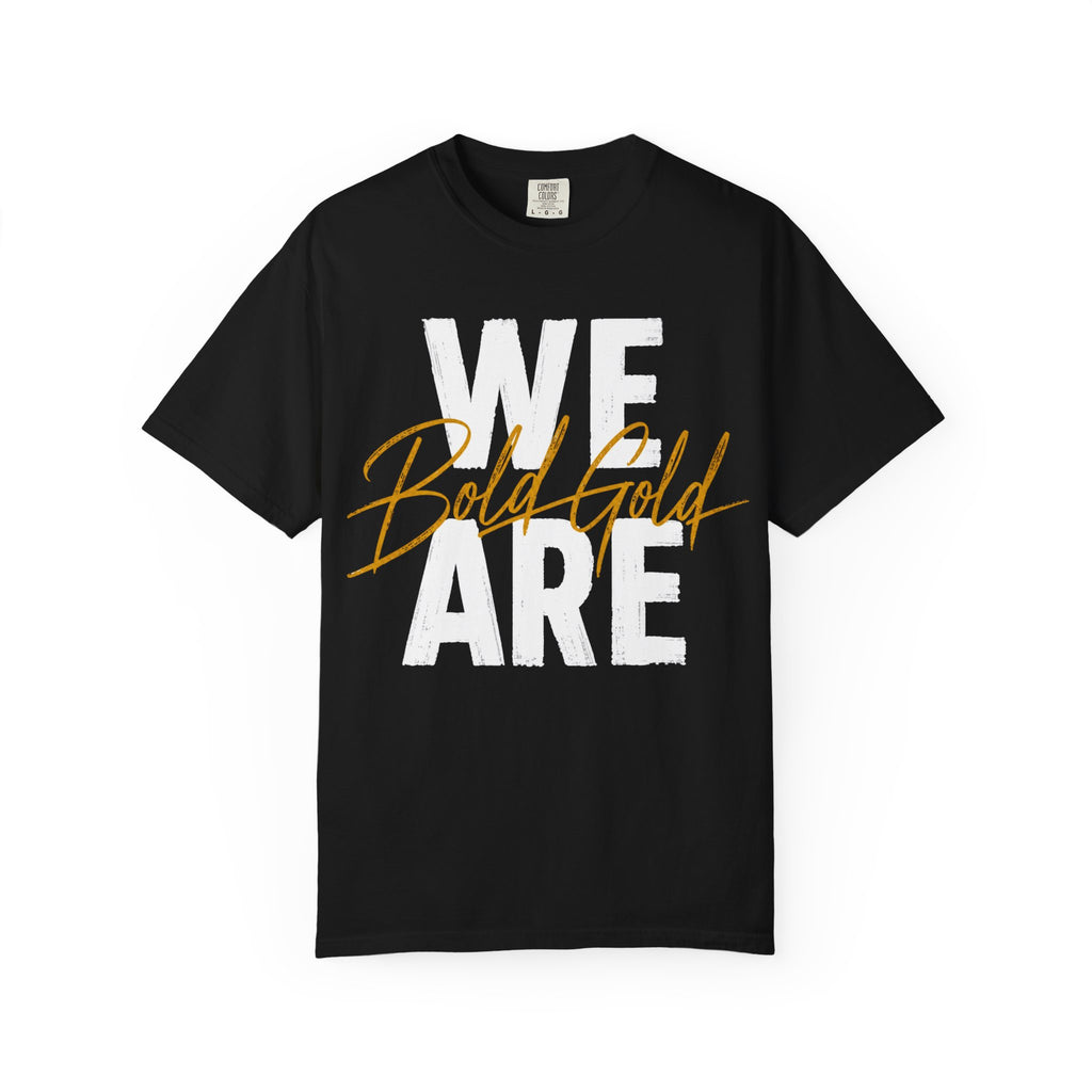 Bold Gold Script T‑Shirt — Metallic Typography Tee