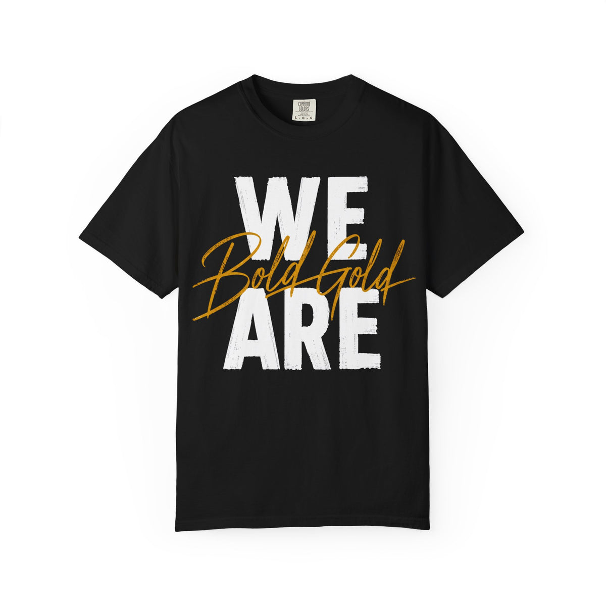 Bold Gold Script T‑Shirt — Metallic Typography Tee