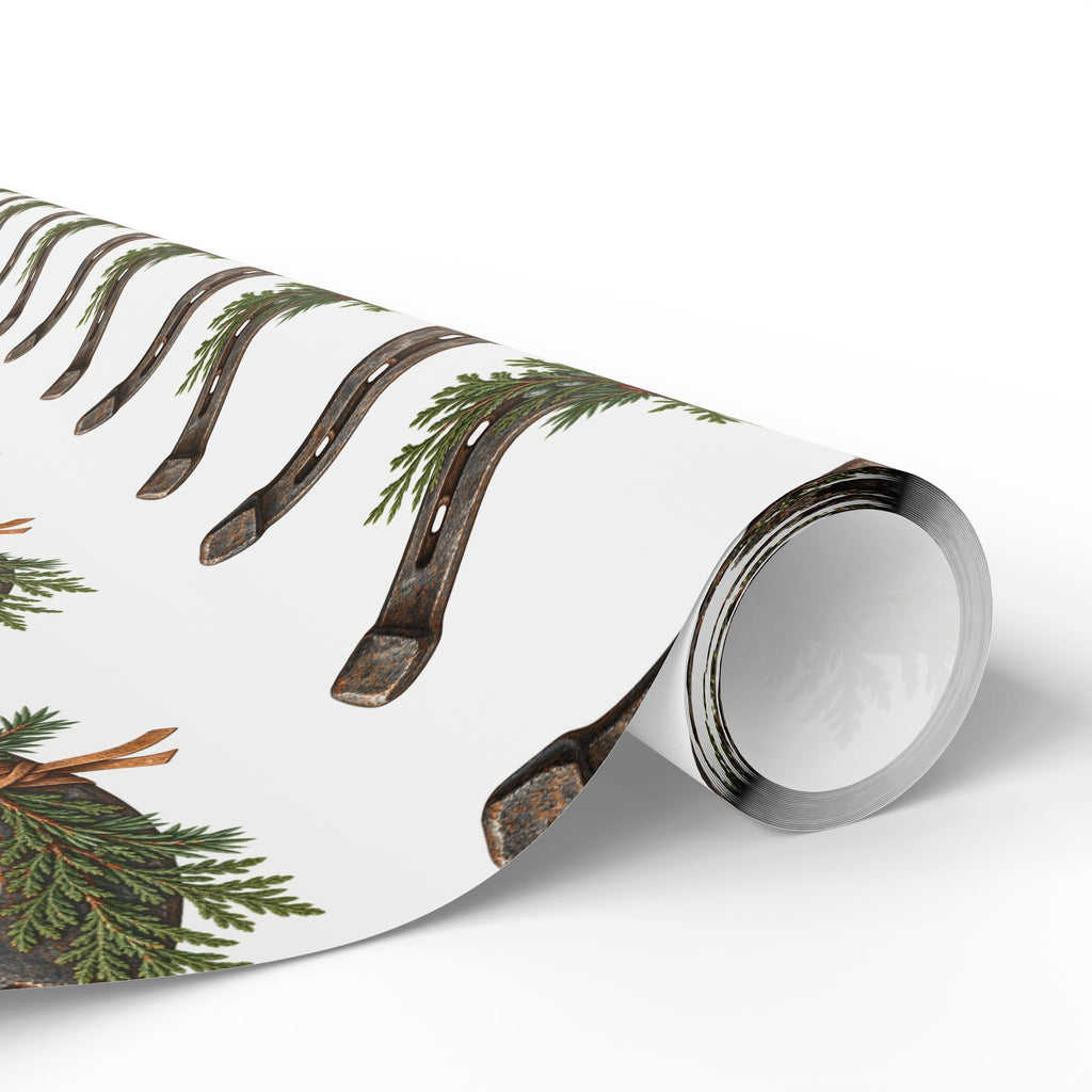 Rustic Horseshoe & Evergreen Wrapping Paper