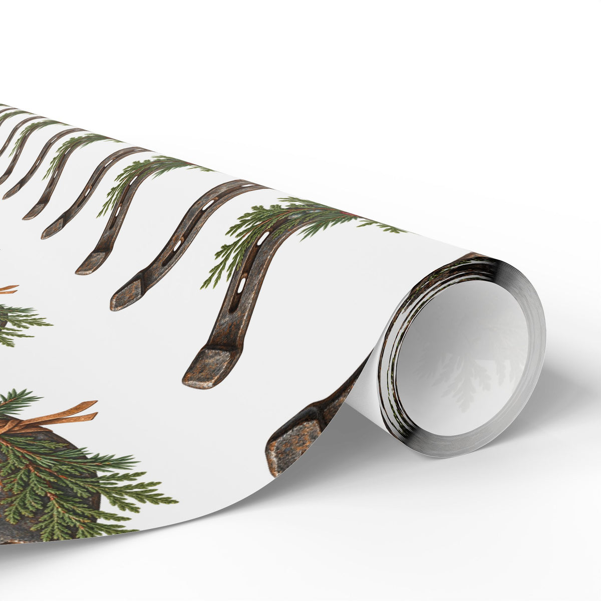Rustic Horseshoe & Evergreen Wrapping Paper