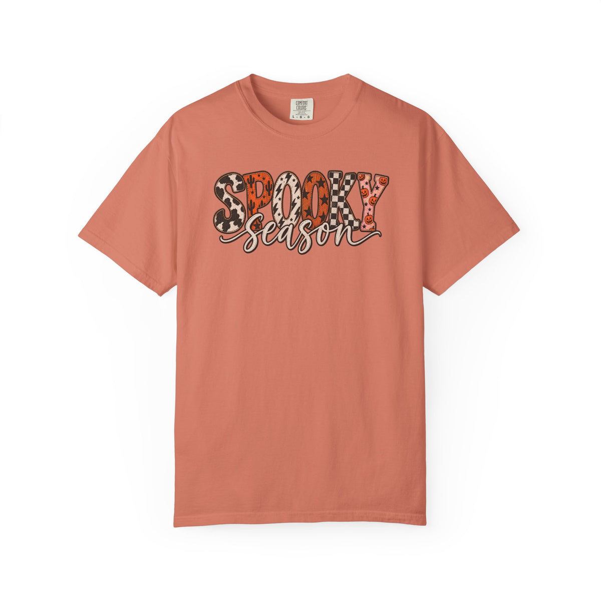 Spooky Season T-Shirt — Halloween Graphic Tee with Leopard & Pumpkin Print