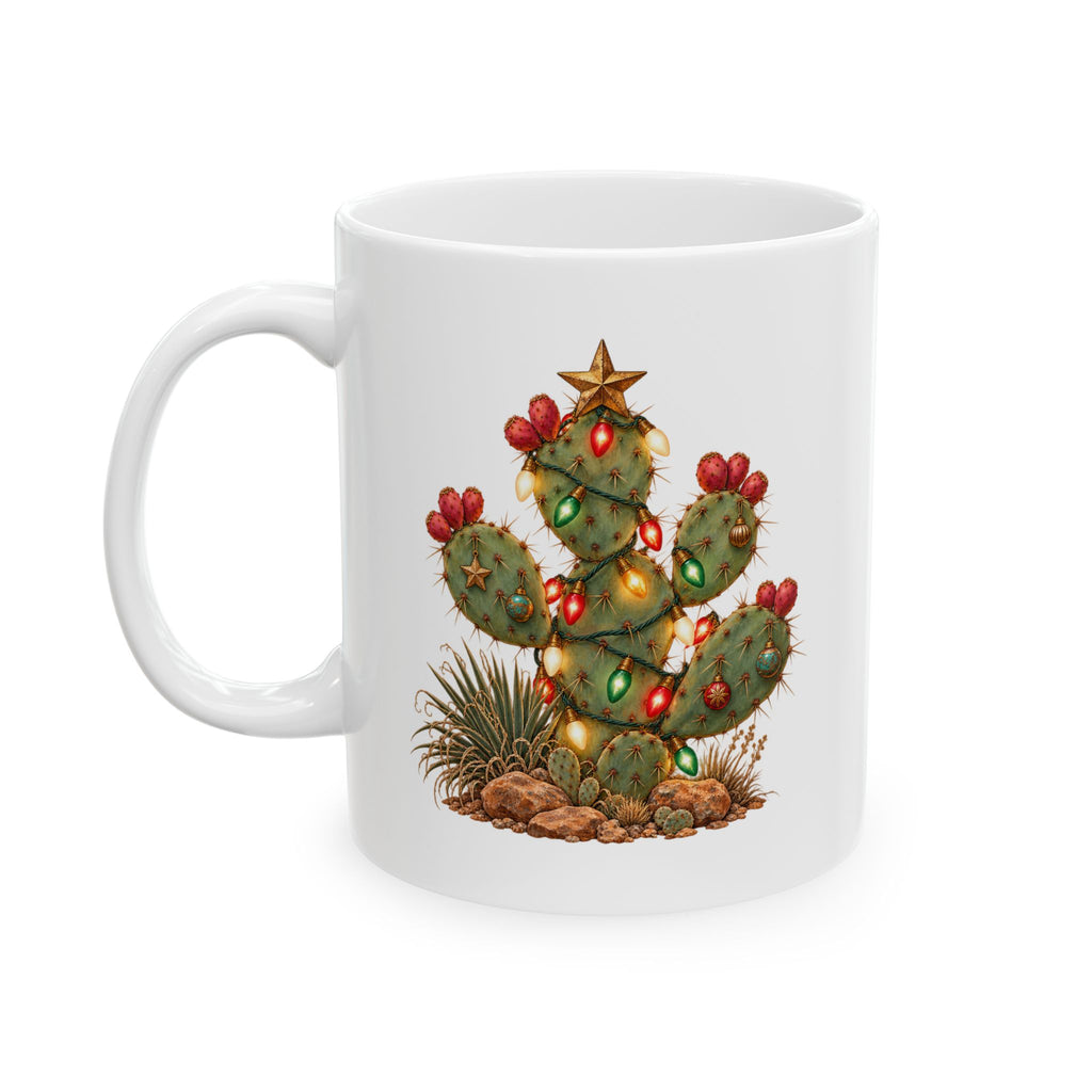 Ceramic Mug with Festive Christmas Cactus Design