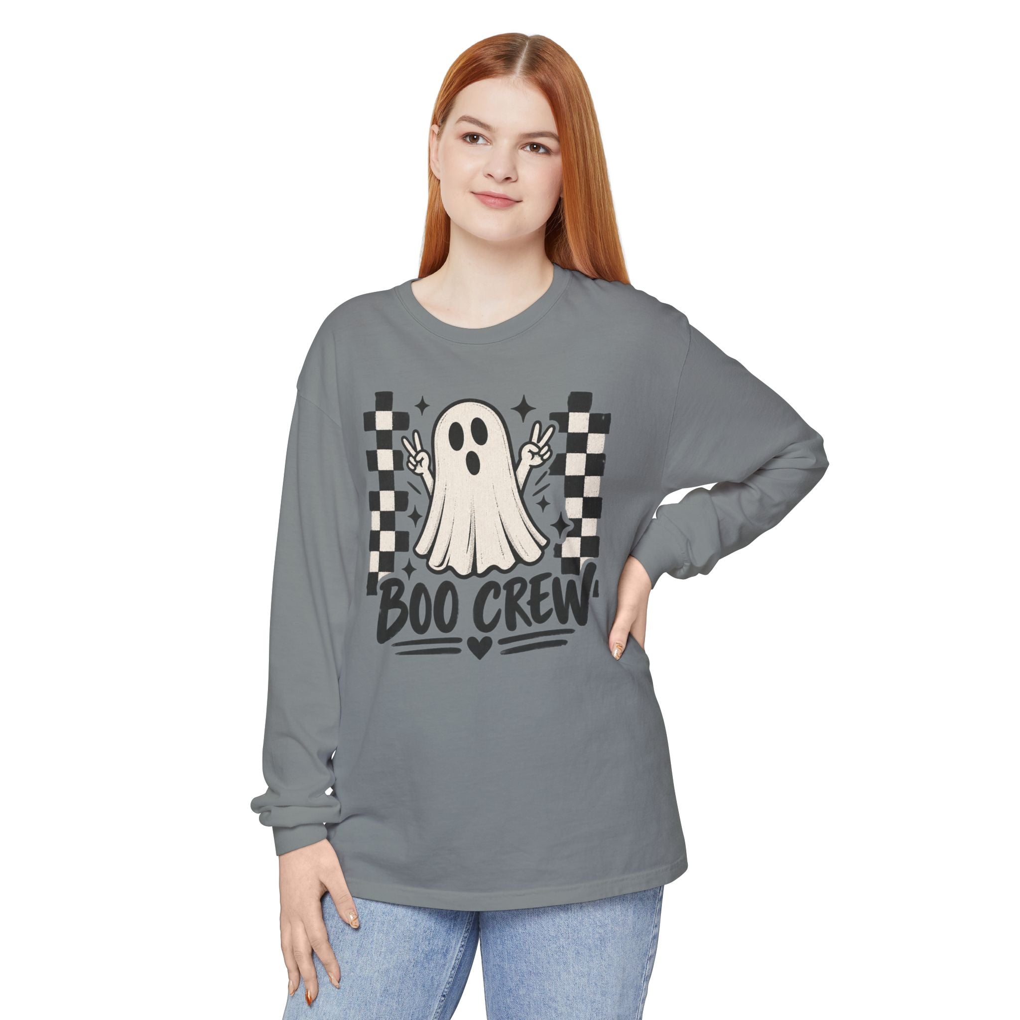 Boo Crew Long Sleeve Tee — Cute Ghost Halloween Shirt