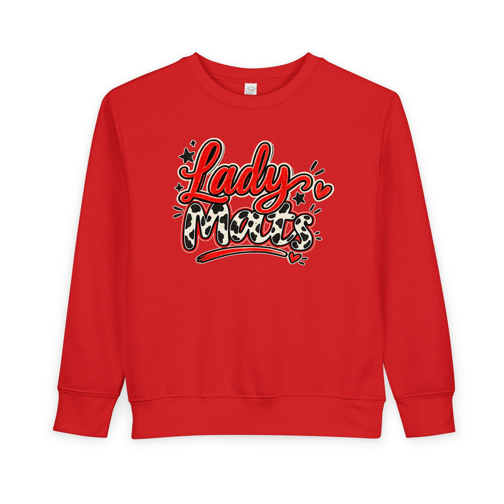 Toddler Sweatshirt — "Lady Mess" Leopard Heart Graphic Crewneck