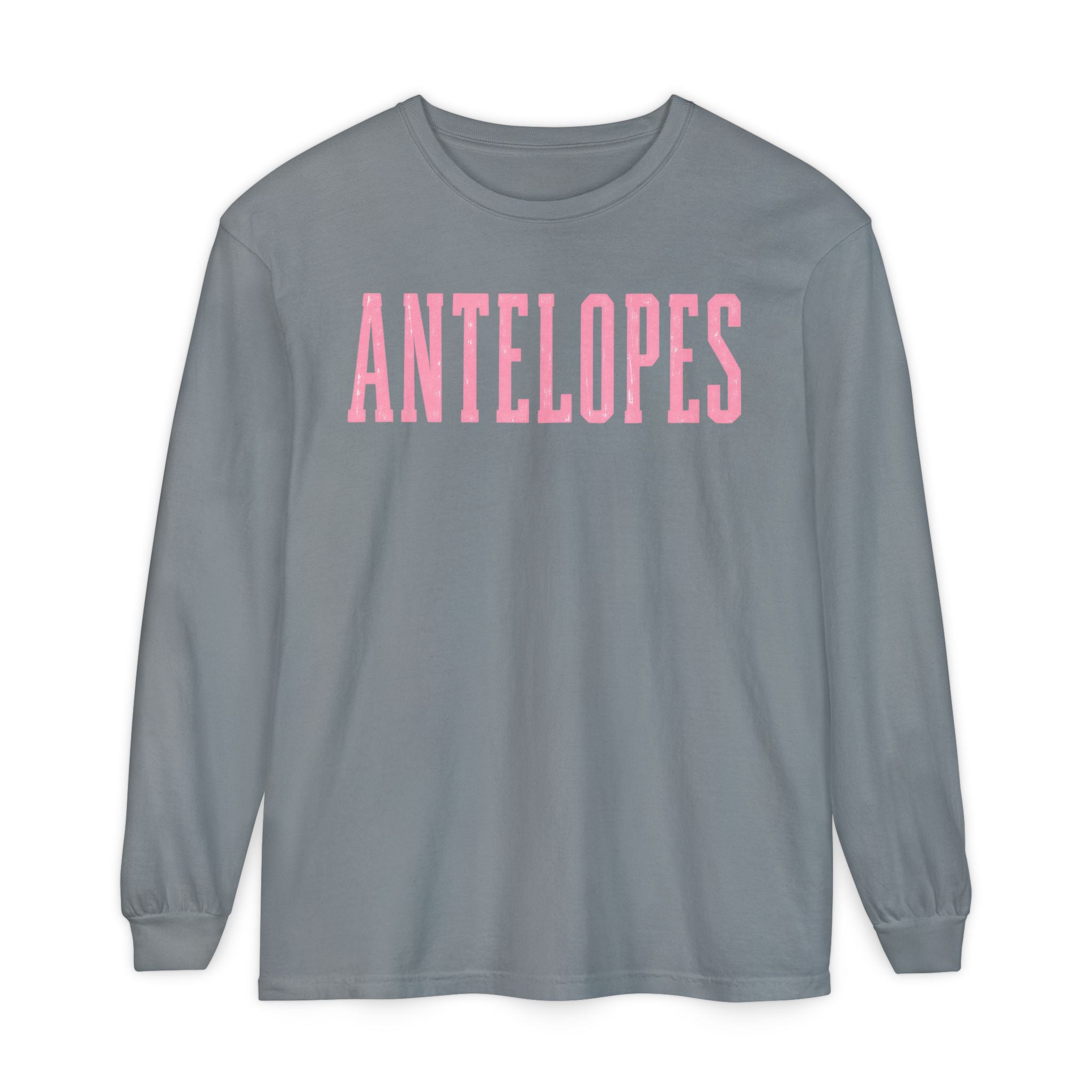 Antelopes Long Sleeve T‑Shirt — Vintage Collegiate Pink Logo