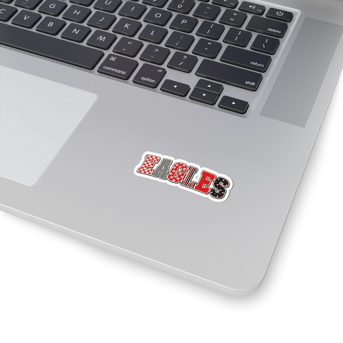 Eagles Patterned Kiss-Cut Sticker — Red & Black Retro Lettering