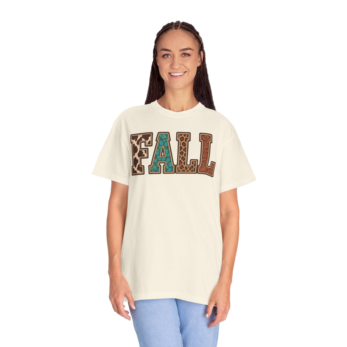 Fall Graphic T-Shirt —  Western Retro Patchwork Lettering