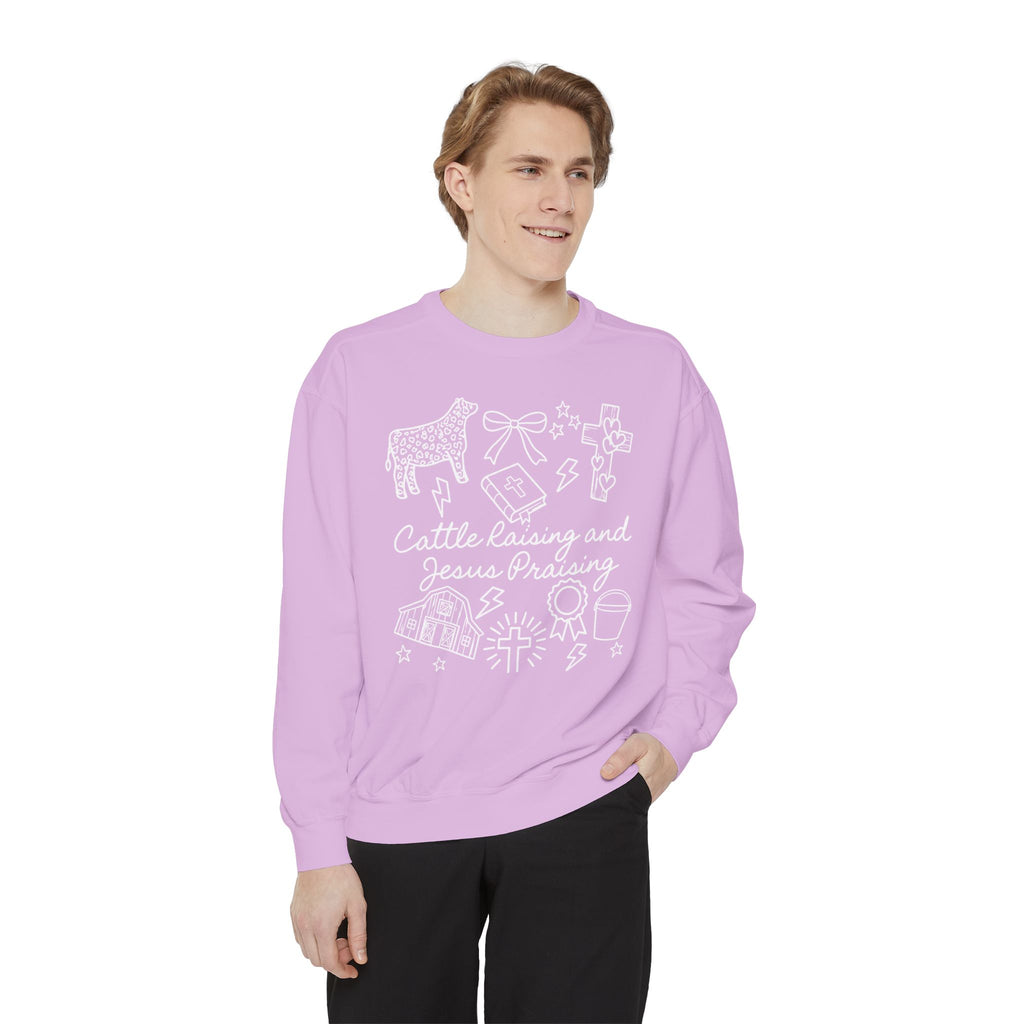 Cattle Raising & Jesus Praising Sweatshirt — Stockshow Mom Christian Crewneck