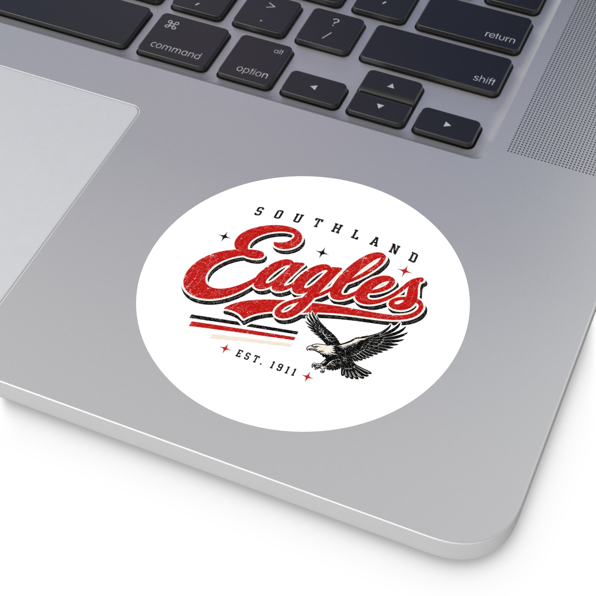 Southland Eagles Round Sticker — Retro School Mascot Vinyl Decal (Indoor/Outdoor)