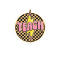 Teach Lightning Round Kiss-Cut Sticker — Retro Checkerboard Teacher Decal