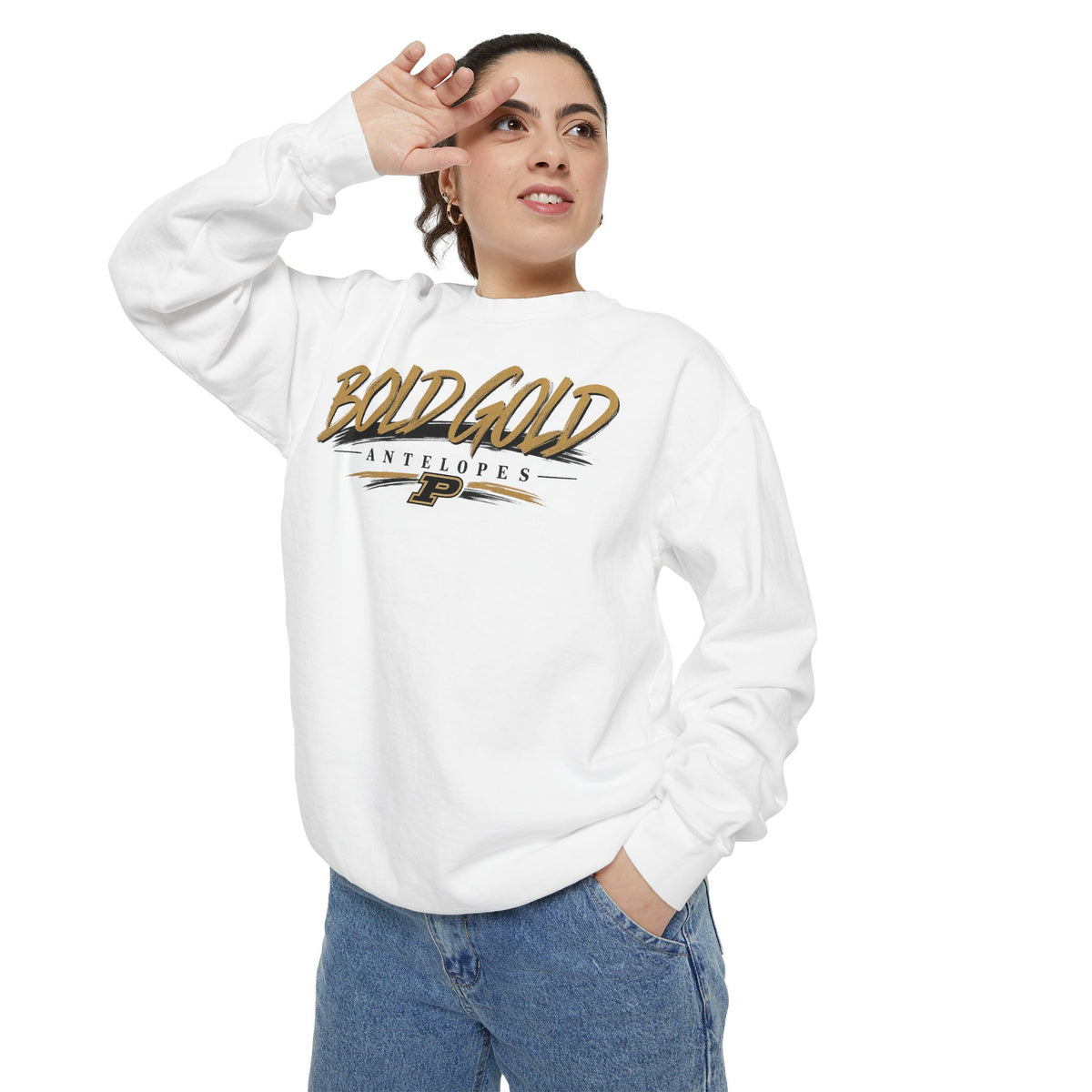 Bold Gold Antelopes Sweatshirt — Vintage Script Graphic Crewneck