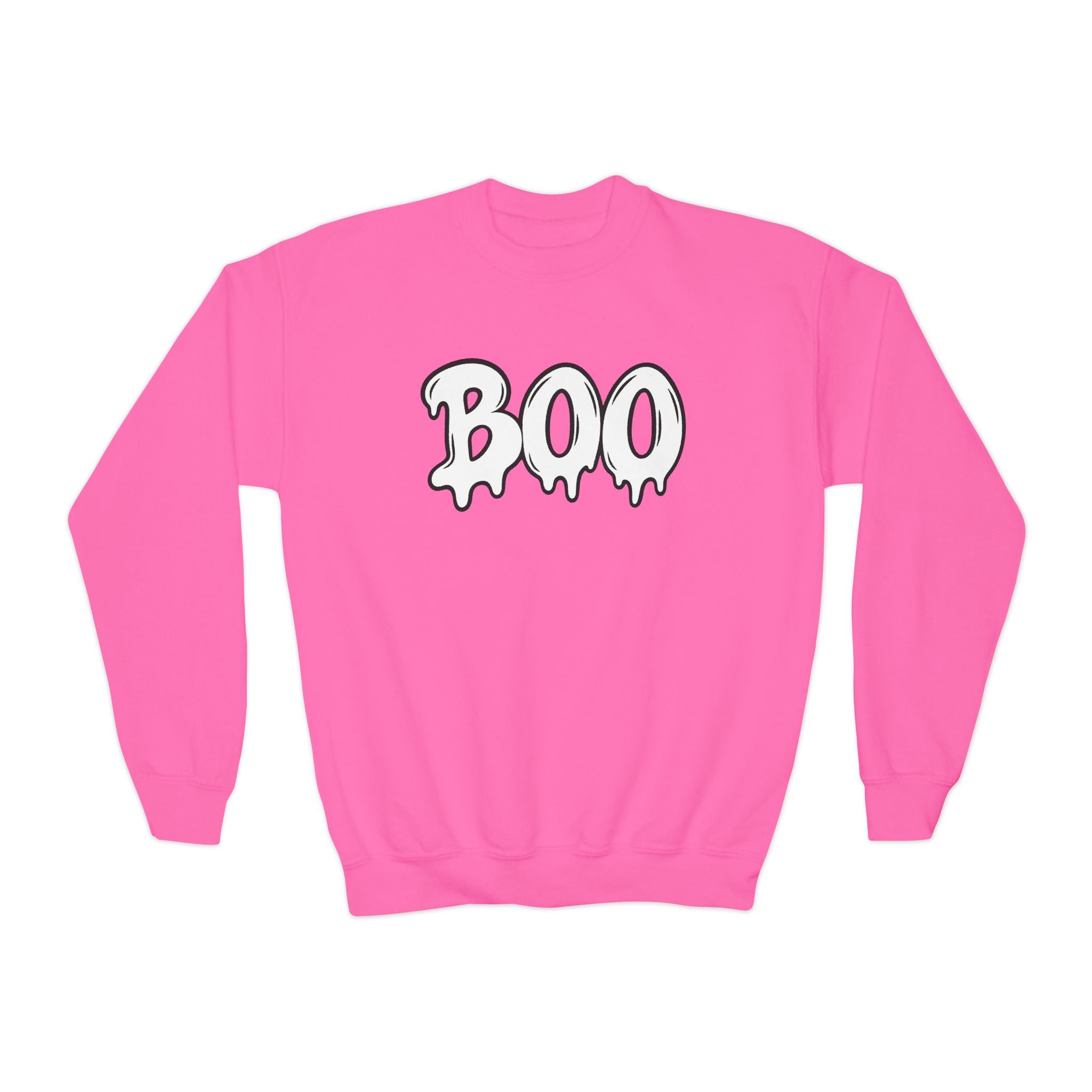 Youth Sweatshirt - 'BOO' Halloween Crewneck (Spooky Drip Font)