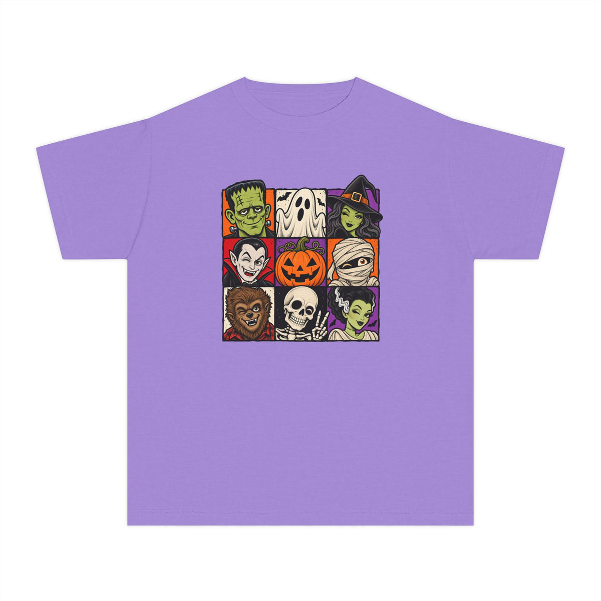 Kids Halloween Monsters Tee — Cute Retro Monster Patchwork Shirt