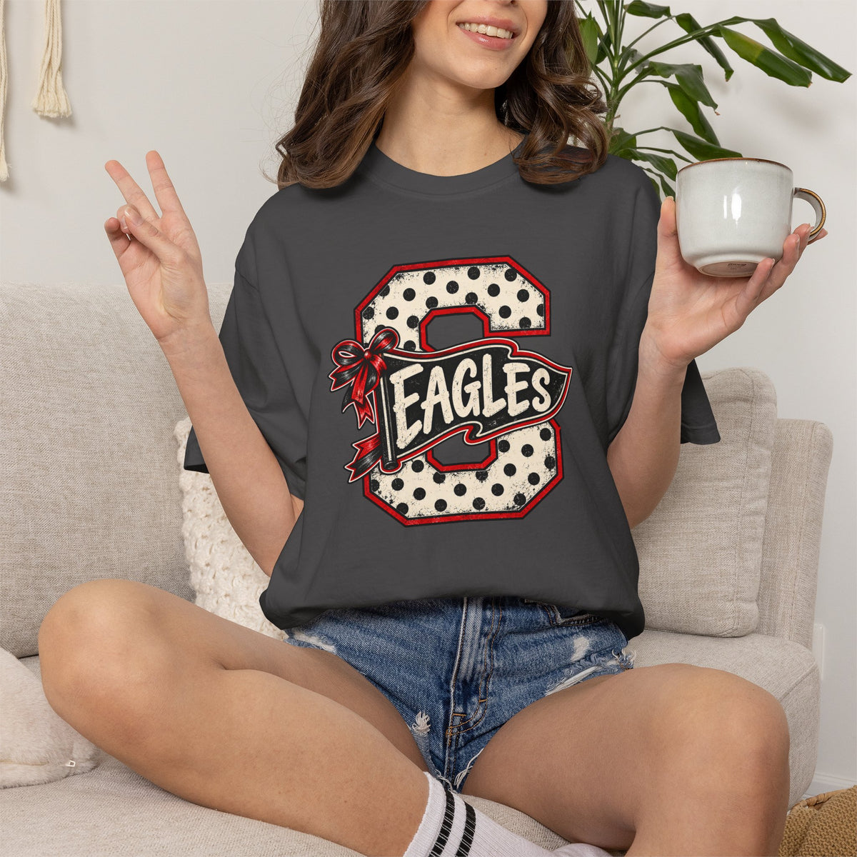 Vintage Polka Dot 'Eagles' Letterman T-Shirt