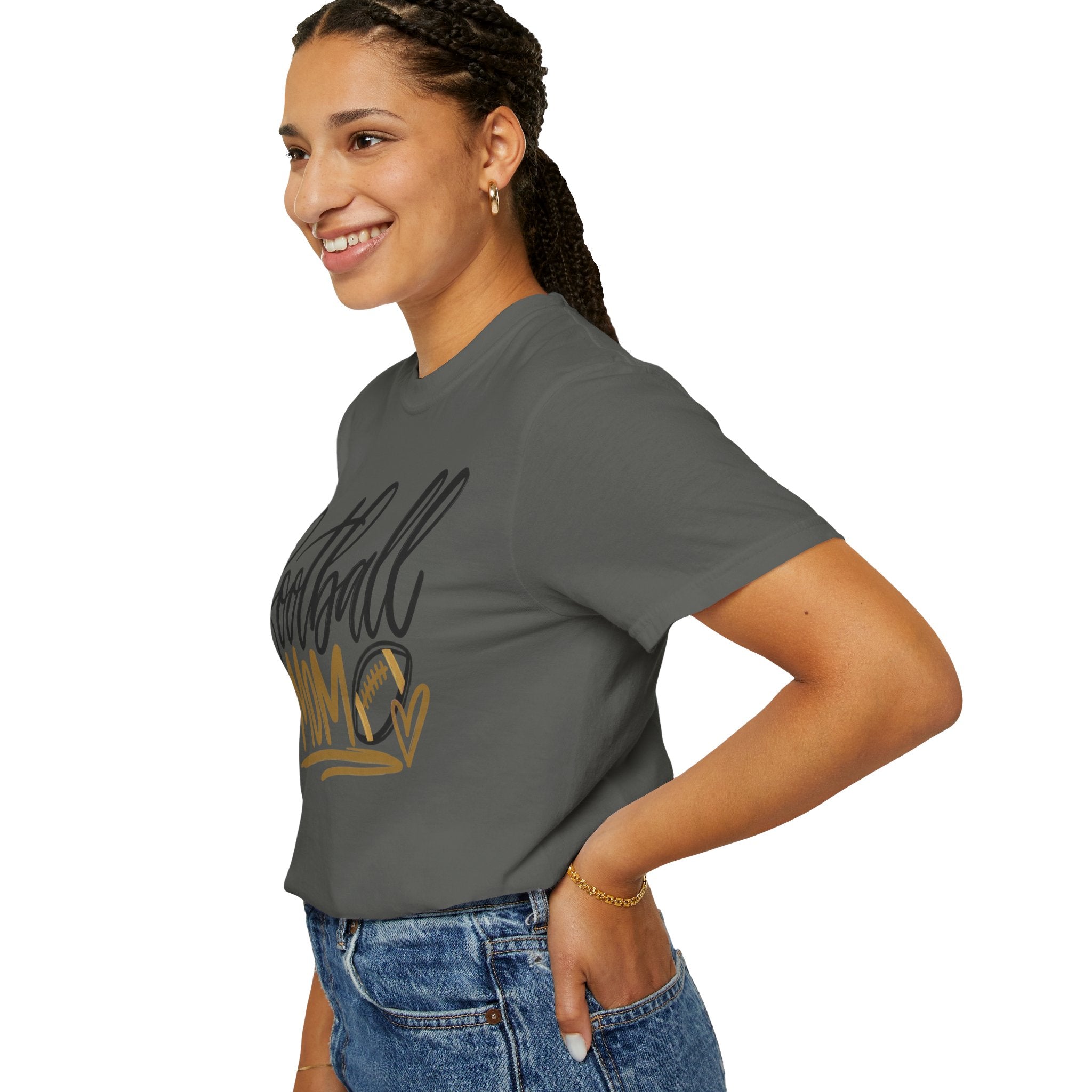 Football Mom T-Shirt — Athletic Mom Tee with Football Script Design