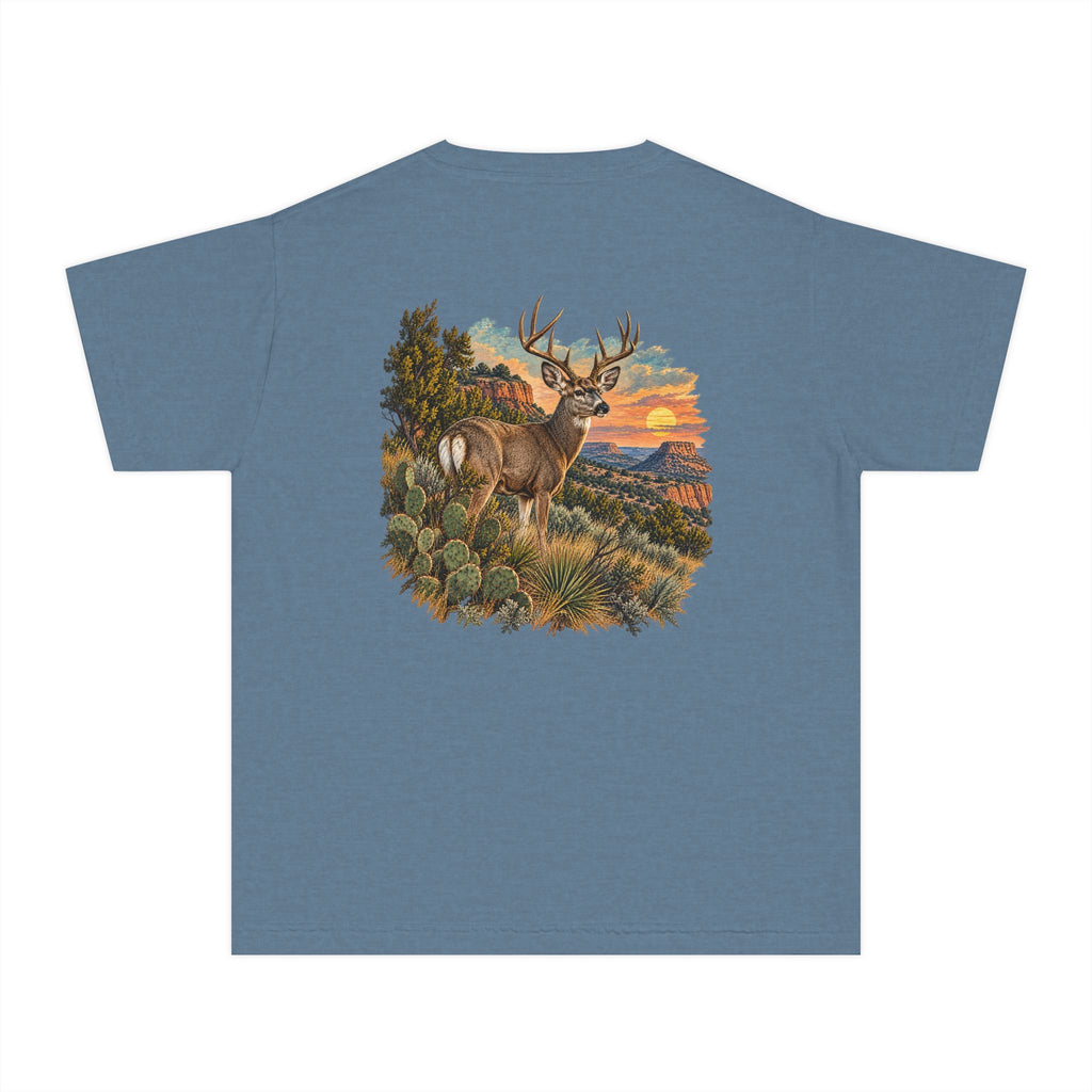 Youth Tee — Caprock Critters Mule Deer at Sunset