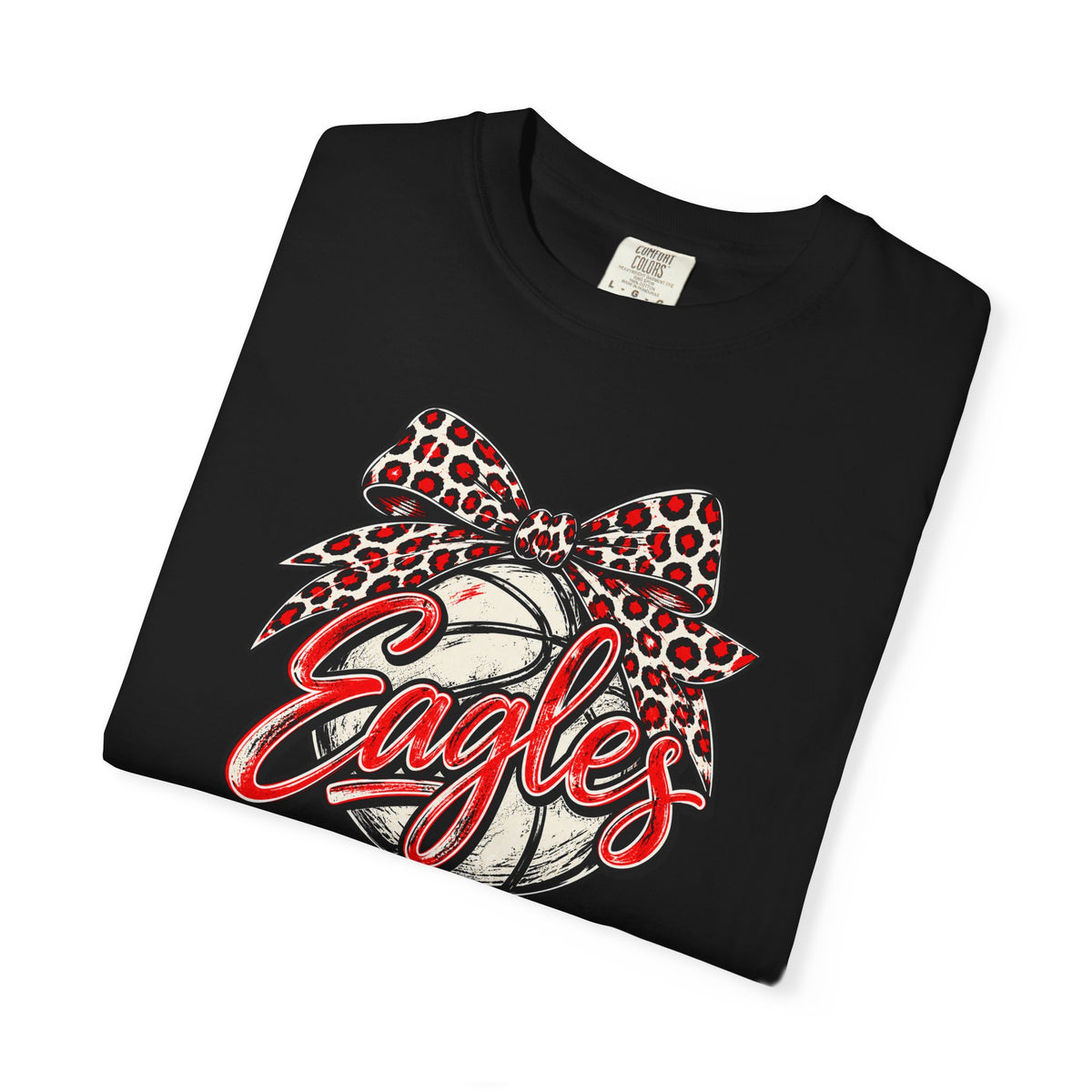 Eagles Volleyball T-Shirt with Leopard Bow Graphic