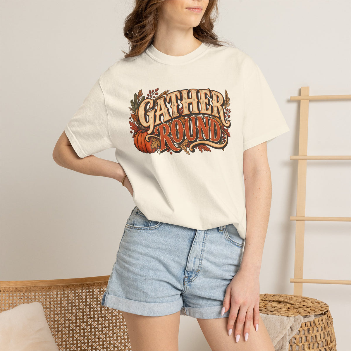 Gather 'Round Fall T-Shirt — Pumpkin Harvest Graphic Tee