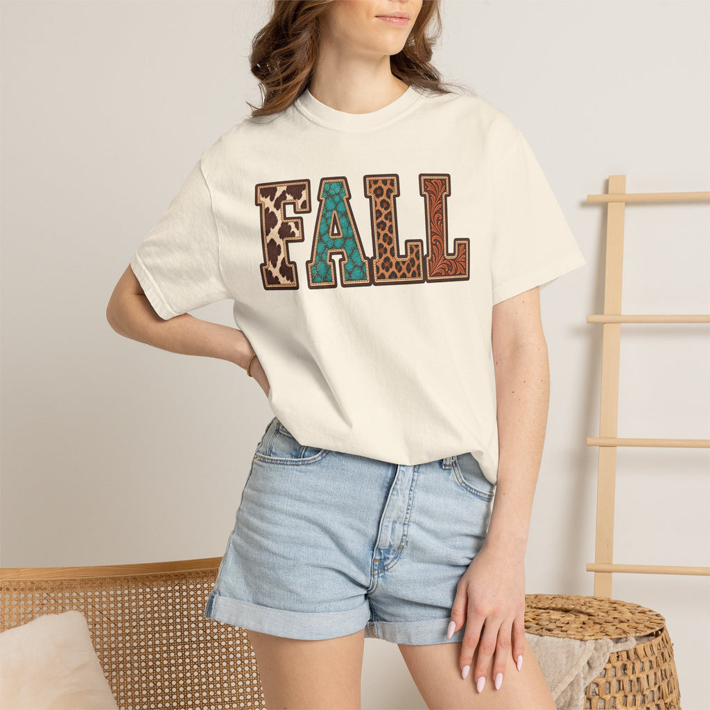 Fall Graphic T-Shirt —  Western Retro Patchwork Lettering